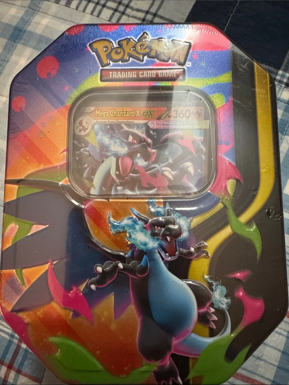Mega Charizard X Tin Pokémon TCG 4 booster packs New mega evolution